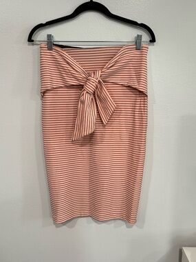Zara Pink Striped Tie-Front Pencil Skirt
